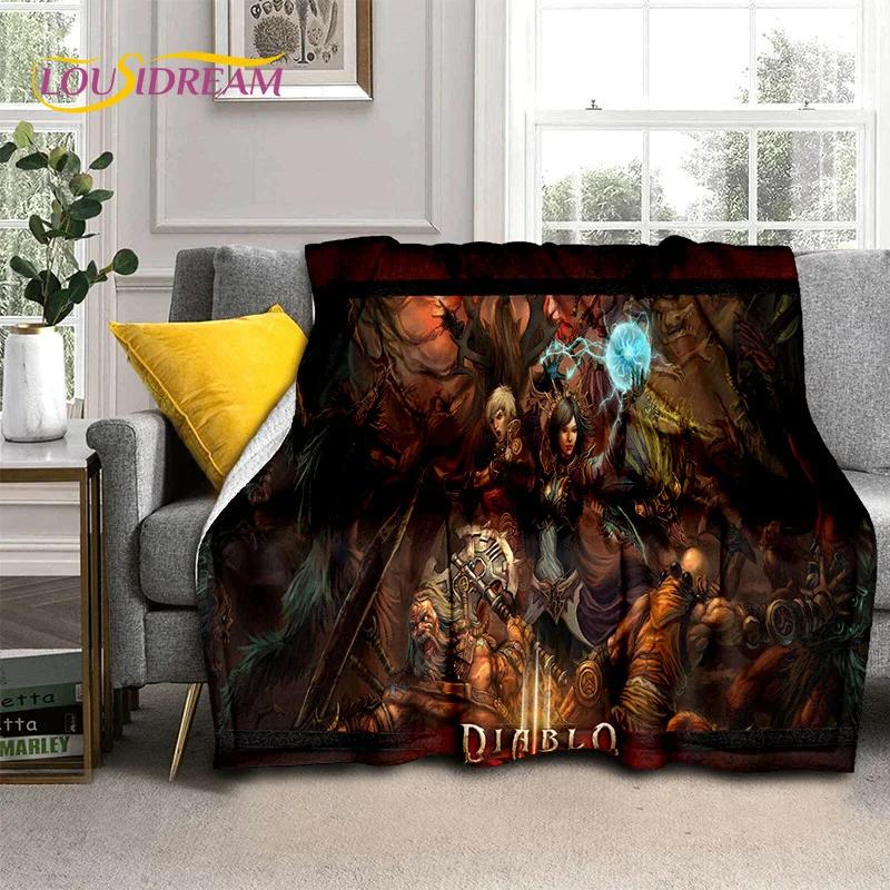Diablo 3D Retro Game Gamer Zachte Flanellen Deken voor Bedden Slaapkamer Bank Picknick, Plaid Deken voor Afdekking Buiten Vrije Tijd Dutje Cadeau