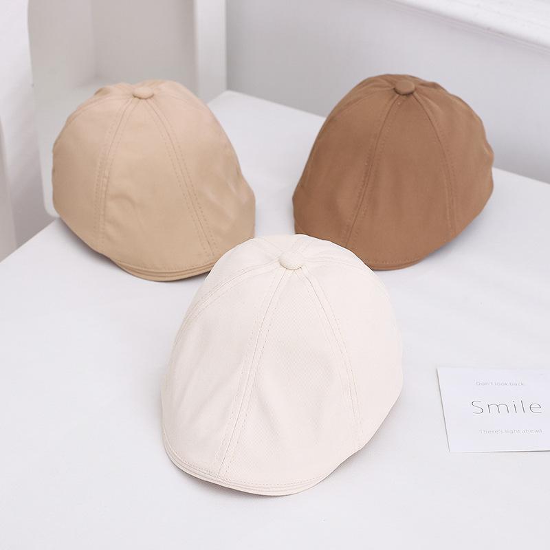 Solid Color Girls' Simple Trendy Boys' Autumn Children's Street Style Baby Hat, Cool and Stylish Hat, Trendy Beret