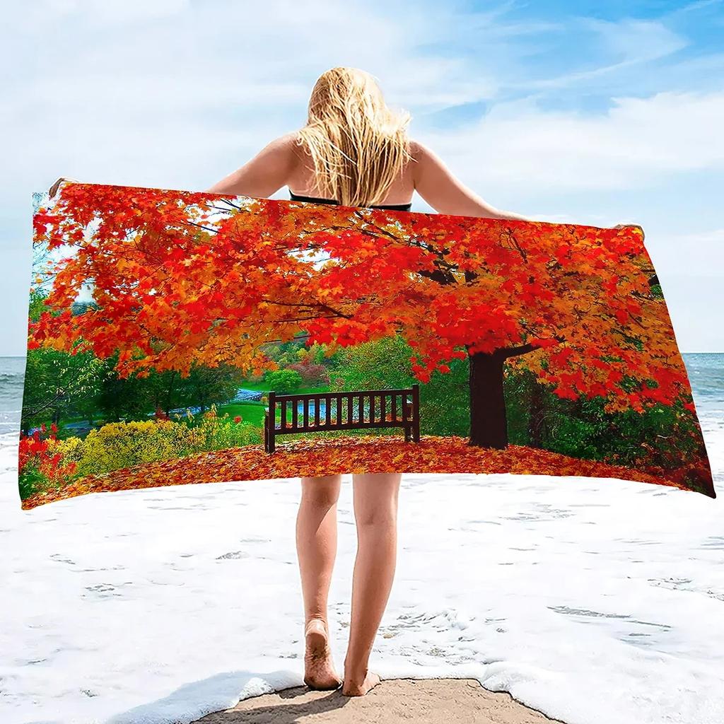 Microfiber Beach Towel,Absorbent Fall Bath Towel Oversized,Quick Dry Maple Leaf Beach Towel for Adult,Sand Free Swim Beach Towel