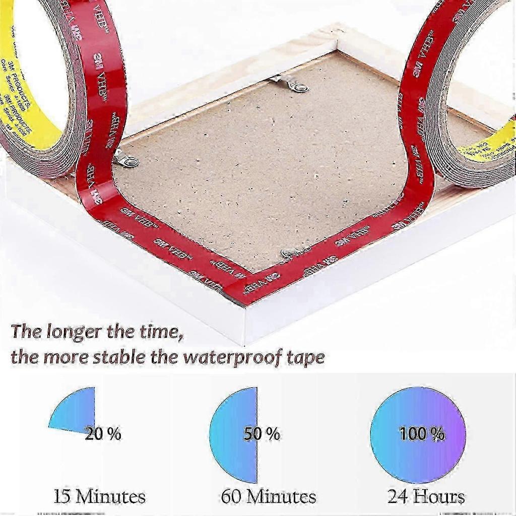 Heavy Duty Waterproof VHB Double-Sided Adhesive Tape, Permanent Mounting Strips for Outdoor Use