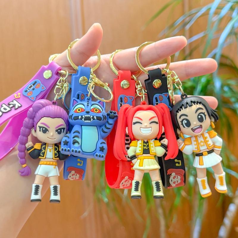 Animation Movie Rumi Mira Zoey Key Ring Korean Pop Warrior Girls Keyring POLYVINYL CHLORIDE Figure Pendant Bagpack Pouch Key Rings Kids Presents