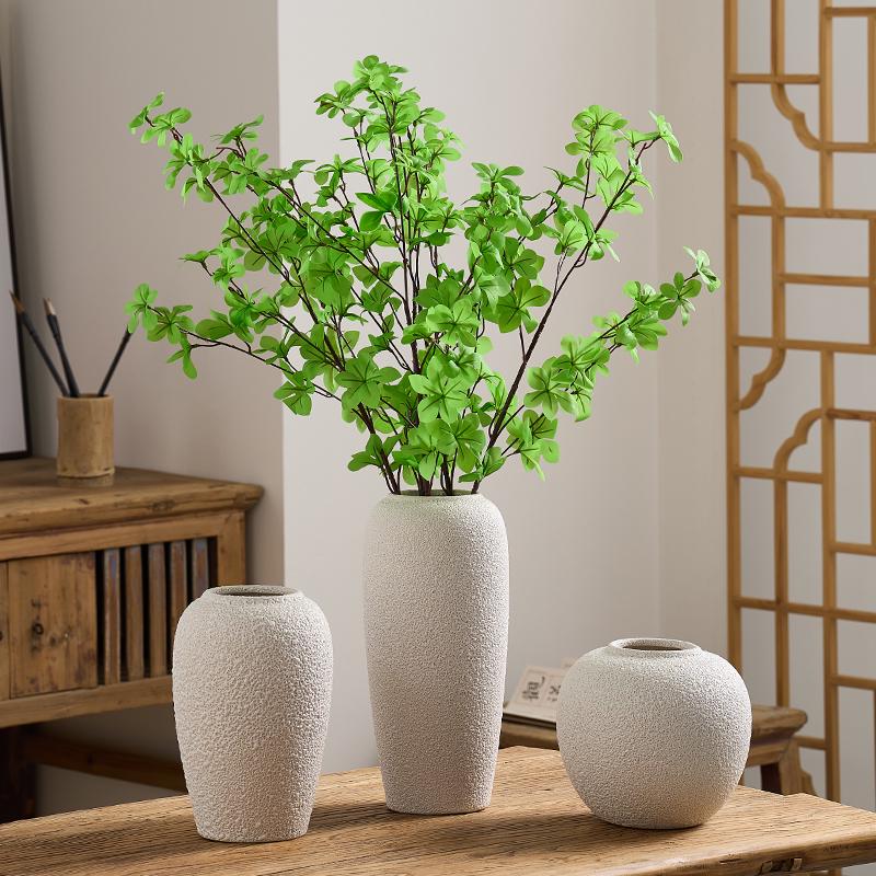 Large Retro Ceramic Floor Vase for Flower Arrangements - High-Temperature Porcelain Pottery for Living Room or Entrance.