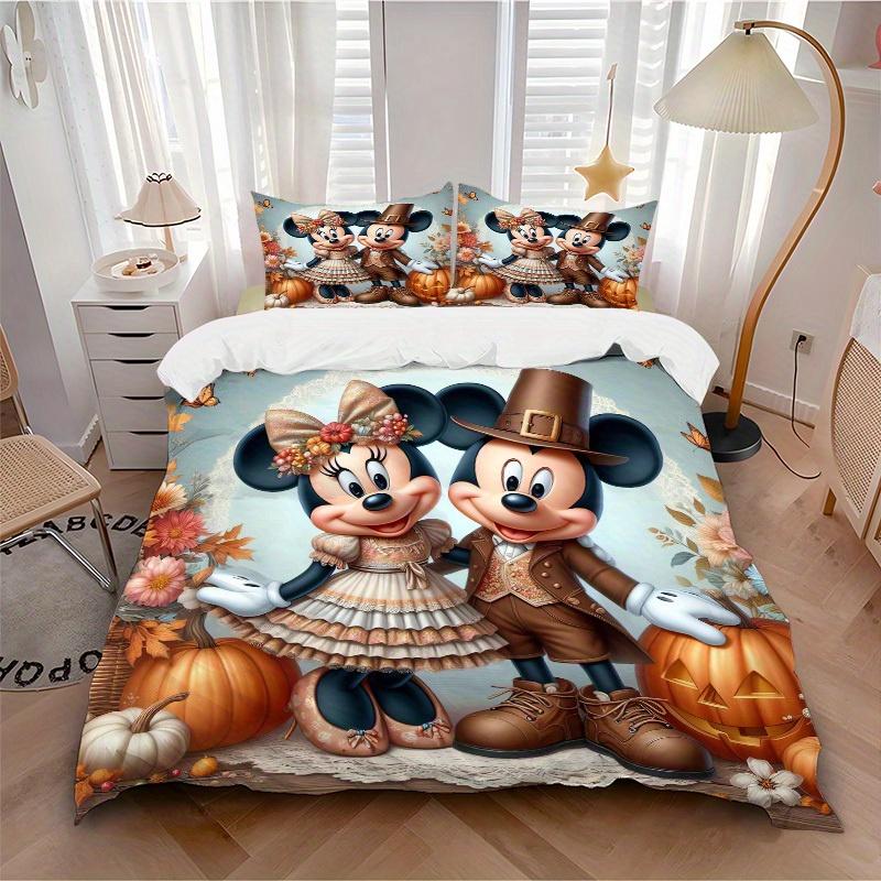 

3pcs set Autumn, Thanksgiving, Mickey Bedding Set with Duvet Cover+Pillowcases, All-Season Polyester, Zipper Closure51 135x200cm
