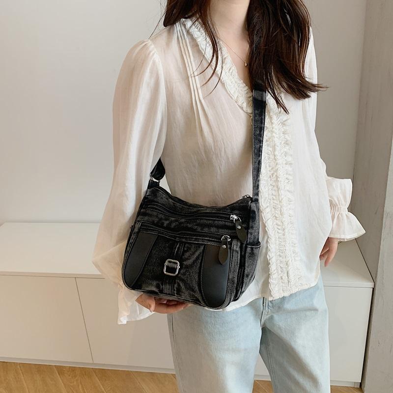 Fashion Vintage Design Women's Crossbody Bag High Quality Denim Fabric Shoulder Bag Large Capacity Tote Bag Lightweight Handbags