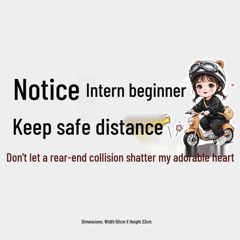 Beginner Driver Caution: Maintain Distance - Female Driver Rear Windshield Sticker