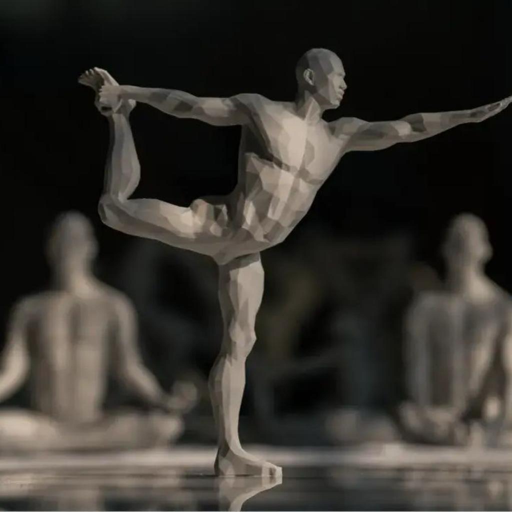 3D Yoga Pose Figurine – Male Plastic Desktop Ornament for Home & Office Decor