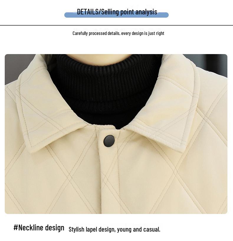 Men's Trendy Lapel Cotton Jacket: Thickened, Warm, Velvet-Padded Outerwear for Autumn and Winter.