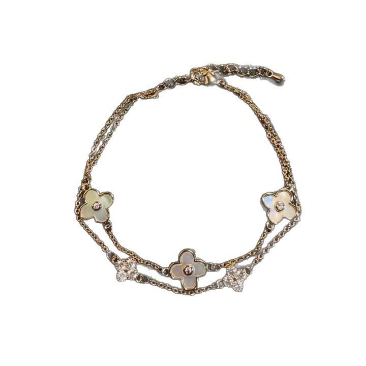 Floral Pendant Bracelet With 18k Gold Plating And Zirconia For Womens Fashion Accessories