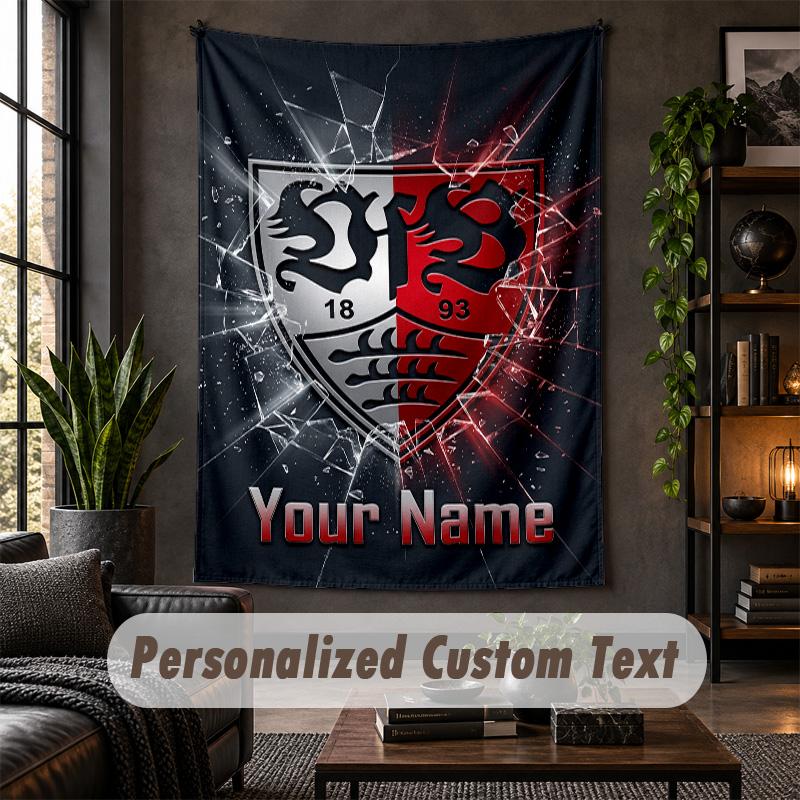 Personalized Wall Tapestry,VfB Stuttgart FC Custom Text, Soft Fabric Wall Art For Indoor Decoration