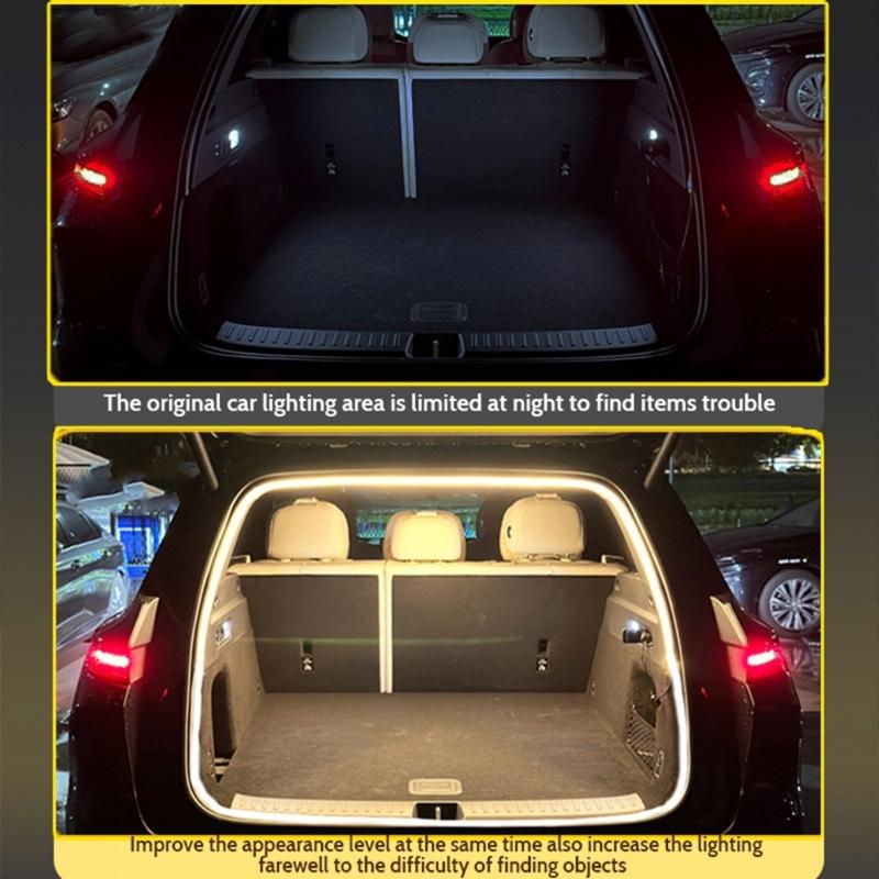 Universal Flexible Silicone LED Trunk Ambience Light Strips Featuring Multi Color Effects for Car Interior Decoration