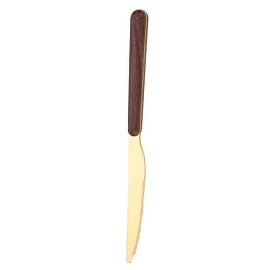 Tableware Solid Rust-Proof Faux Wood Handle Stainless Steel Spoon k Knife Household
