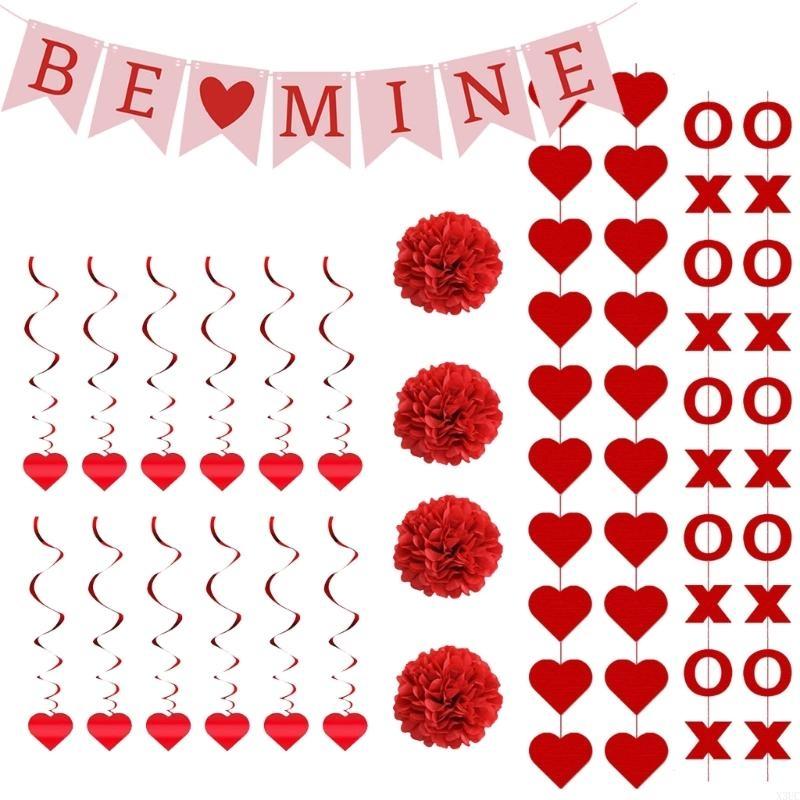 Valentines Day Party Decorating Hanging Banners Garlands Party Accessories X3UC