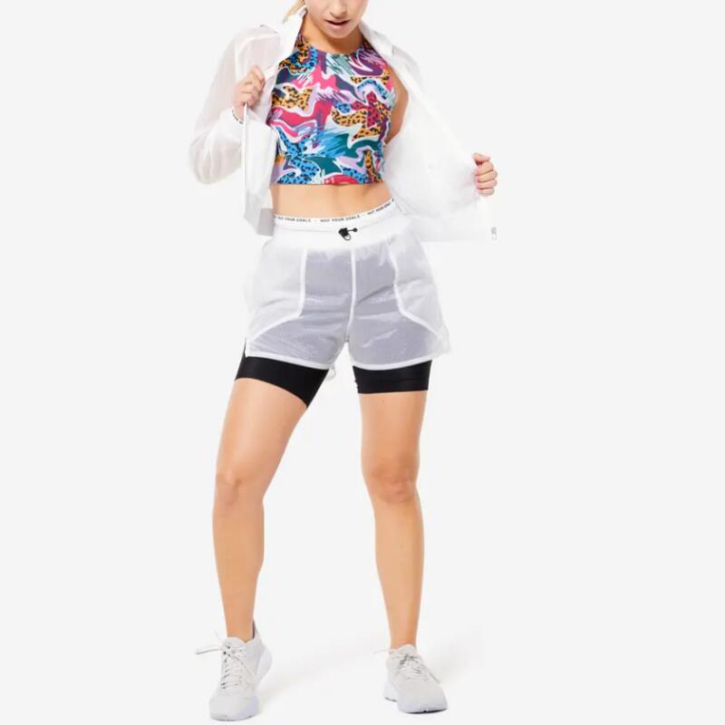 DECATHLON DOMYOS Capsule FJA500 Waterproof Lightweight Casual Short Thin Jacket Women's Transparent White