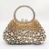 Large Capacity Women Rhinestone Top-Handle WHTUOHENG  Wedding Purse Gold Metal Female Evening Clutch Bag Lady Small Phone Bags