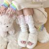 Manguitos de Calcetín de Algodón de Moda para Mujer para Otoño Invierno Lazo Grande de Encaje Calentadores de Pierna Tejidos Estilo JK Lolita Ballet Calcetín