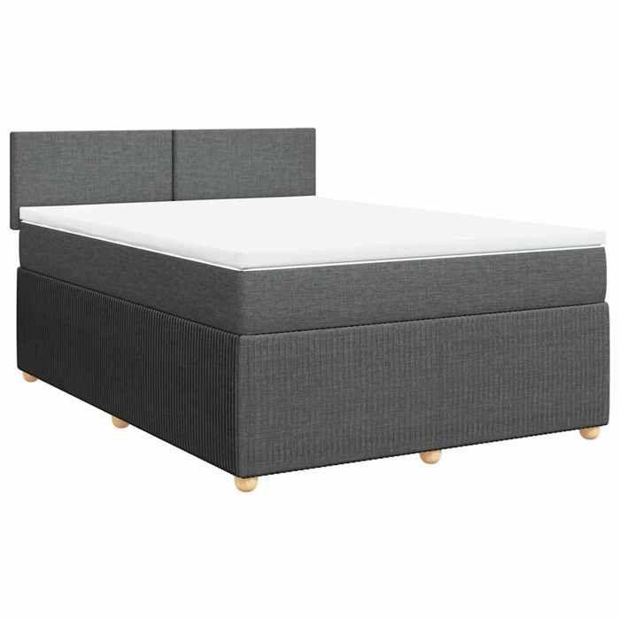 Maison Exclusive - Sommier à lattes de lit avec matelas Gris foncé 140x190cm Tissu