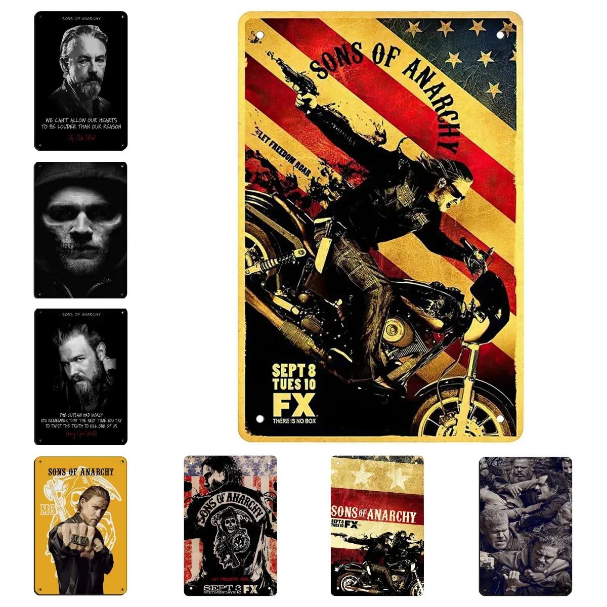 Placca Metallica Segno di Latta Sons of Anarchy Temi il Mietitore Poster Decorazione Murale per Fattoria Casa Caffetteria Piatto Metallico Vintage 12*