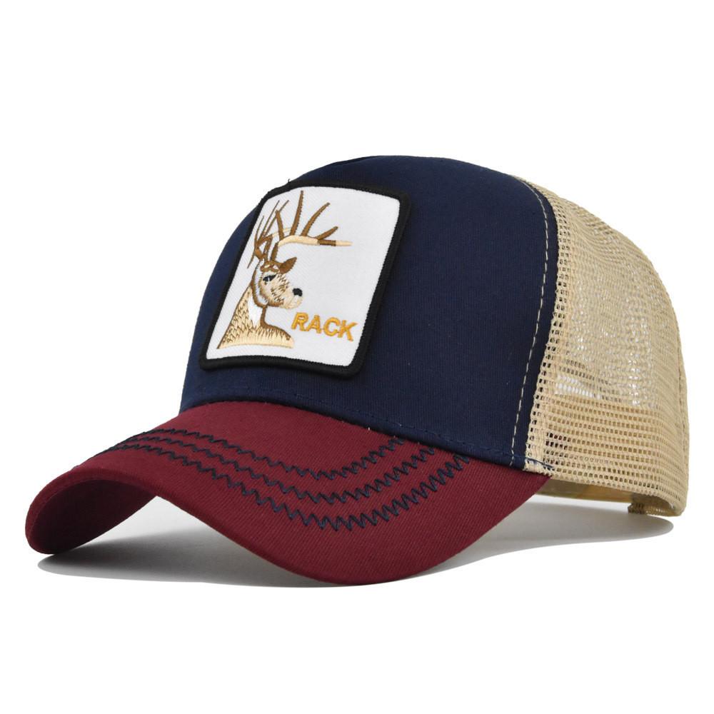 Duck Cap Tongue Sika Deer Animal Patch Embroidered Baseball Cap Curved Brim Hat