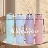 1PC GAOA Gradient Letter 750ml Color Plastic Sports Water Bottle Leakproof Flip Straw Lid Suitable for Sports Office Home Use