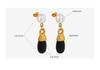 Vintage Faux Pearl Black Glass Stone Long Drop Earrings for Women, Colorfast Titanium Steel Ear Accessories