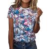 Ladies' Trendy Breathable Loose T-shirt with Colorful Heart-shaped Stone Design 3D Digital Printing Shirt