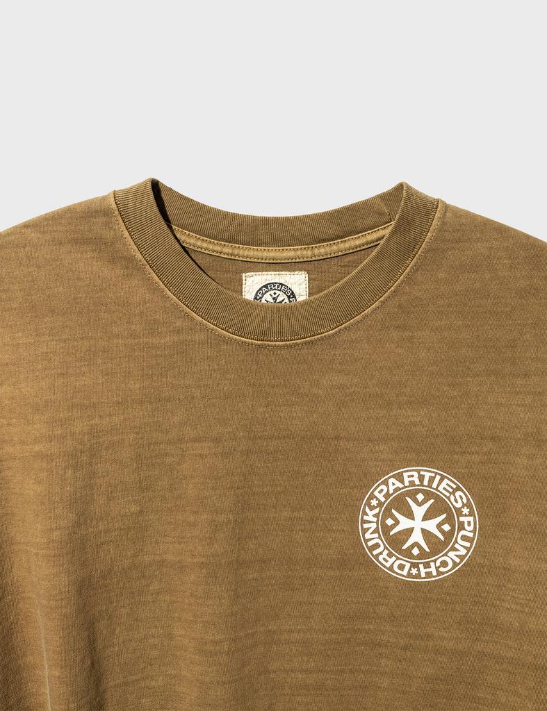 PUNCH DRUNK PARTIES Circle Logo Garment Dyed Tee (Camel)