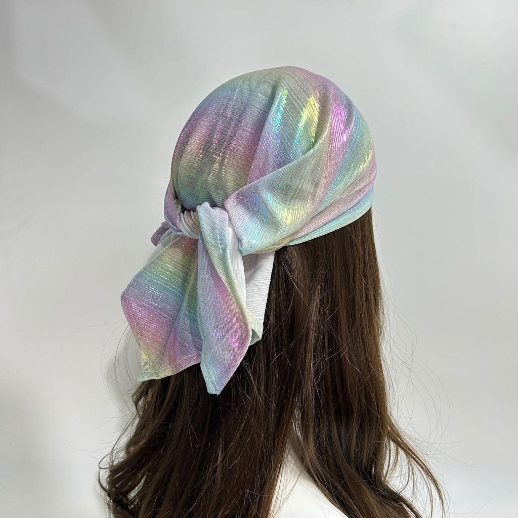 Flüssiges Silber Leopardenmuster Bandana - Y2K Retro Seiden Kopftuch