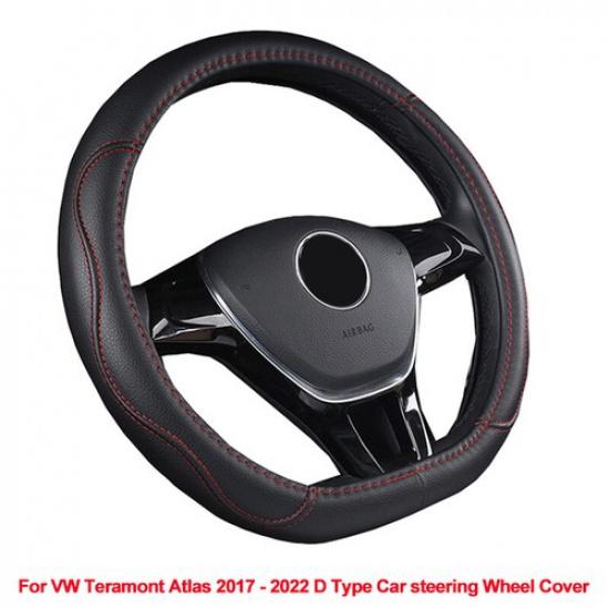 D Shape Car Steering Wheel Cover For VW Teramont Atlas 2017 -