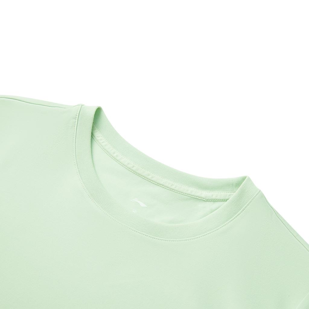 Li-Ning Comfortable Versatile Simple Solid Color Round Neck Short Sleeve T-Shirt Women Tops Sheep-Fat-Green ATSV044-4