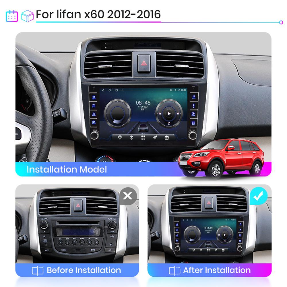 For Lifan X60 2012-2016 With Button Knob Android Car Radio Multimedia Player Navigation Stereo GPS 2 Din Carplay 2+32GB