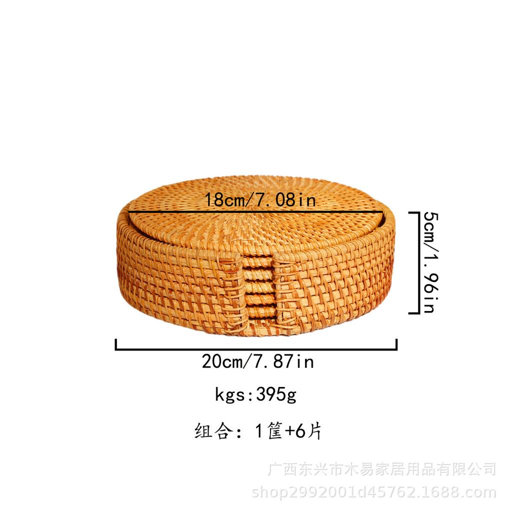 Autumn Rattan Woven Coaster Tea Set Accessories Thermal Insulation Mat Bowl Mat Dining Table Mat