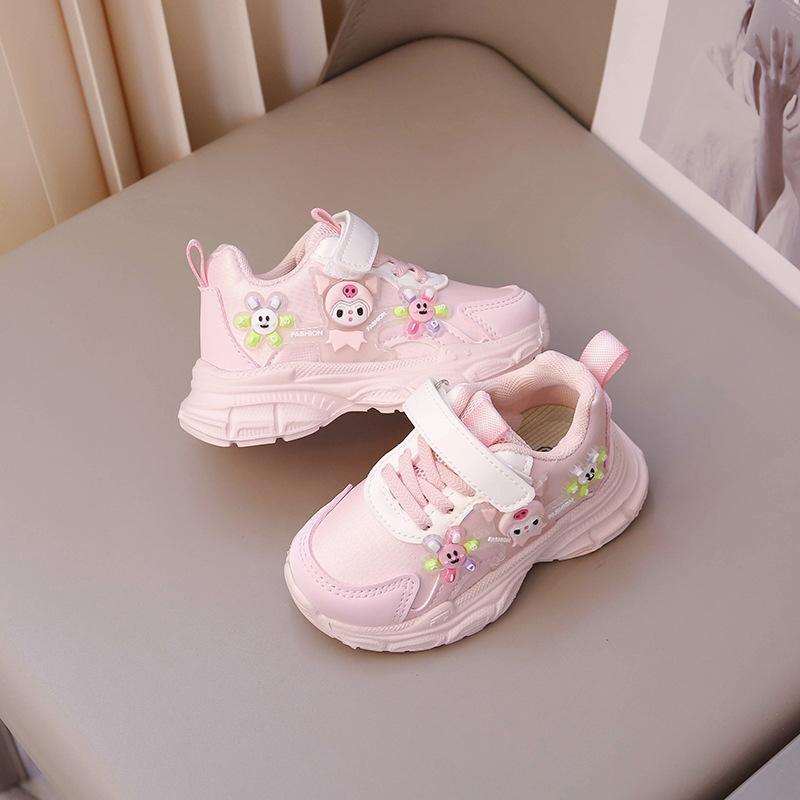 Baby girl sneakers girls light cartoon dad shoes spring and autumn flash classmates leather soft sole women's casual shoes