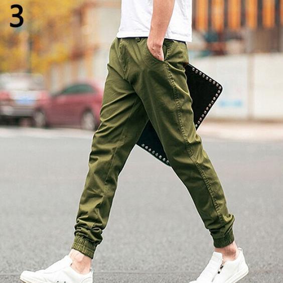 

MAITA модные крутые мужские однотонные облегающие повседневные узкие брюки-карандаш L оливковое зеленый