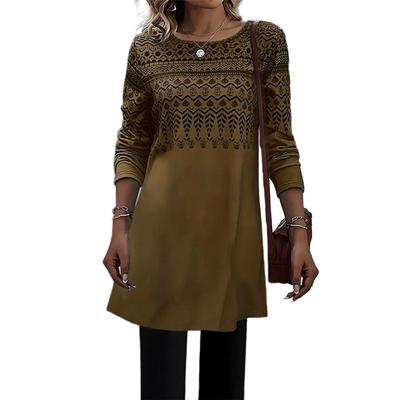 Women's Crew Neck Long Sleeve Dress Pullover Top