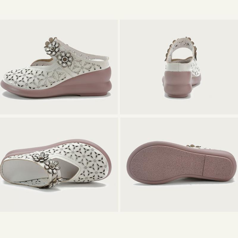 Pantofi cu platformă de vară pentru femei Sandale cu slip-uri Sandale din piele naturală Sandale respirabile Pantofi de femeie Pantofi 2024 Moale și confortabil