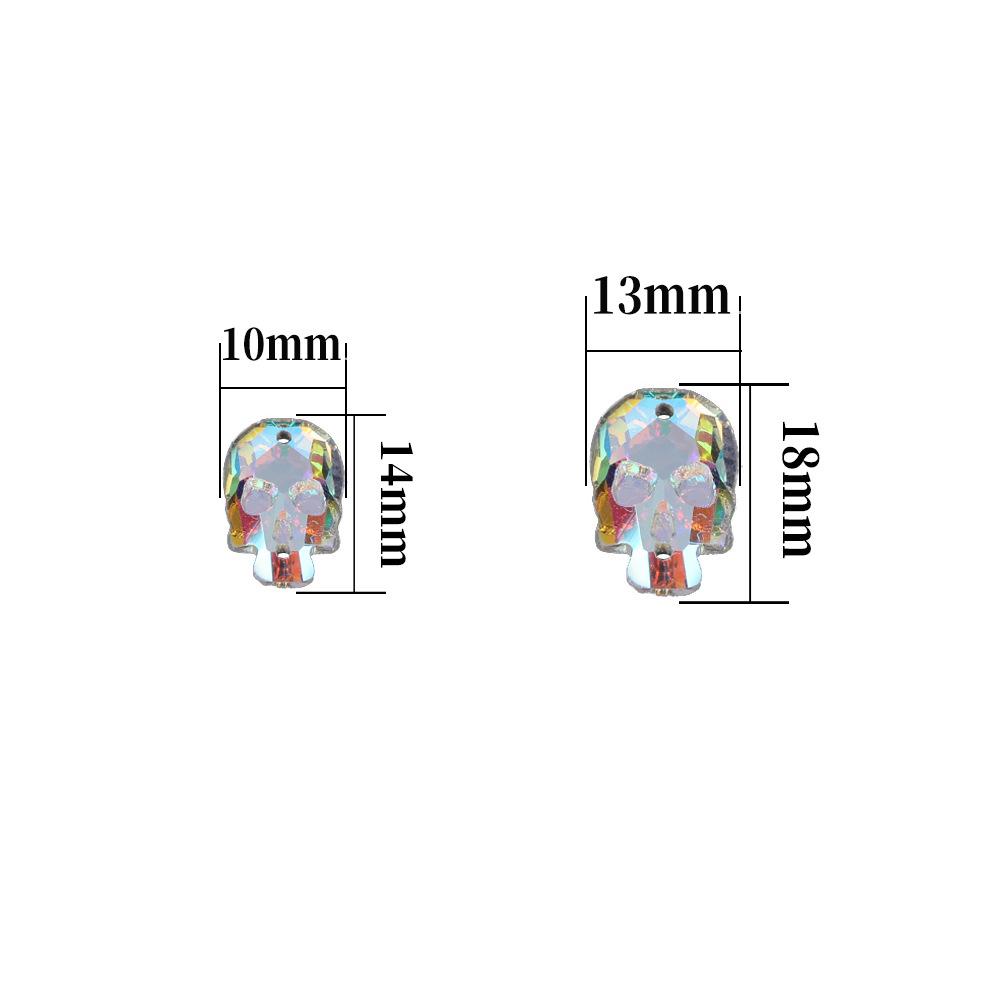 Skull Flat Bottom Double Hole Glass Hand Seam Drill White Ab Crystal Flat Buckle Diy/Double Hole Gem Drill