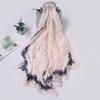 Women's High-Quality Satin Silk Scarf with Printed Design – Versatile for Beach Towel, Sun Protection, or Shawl.