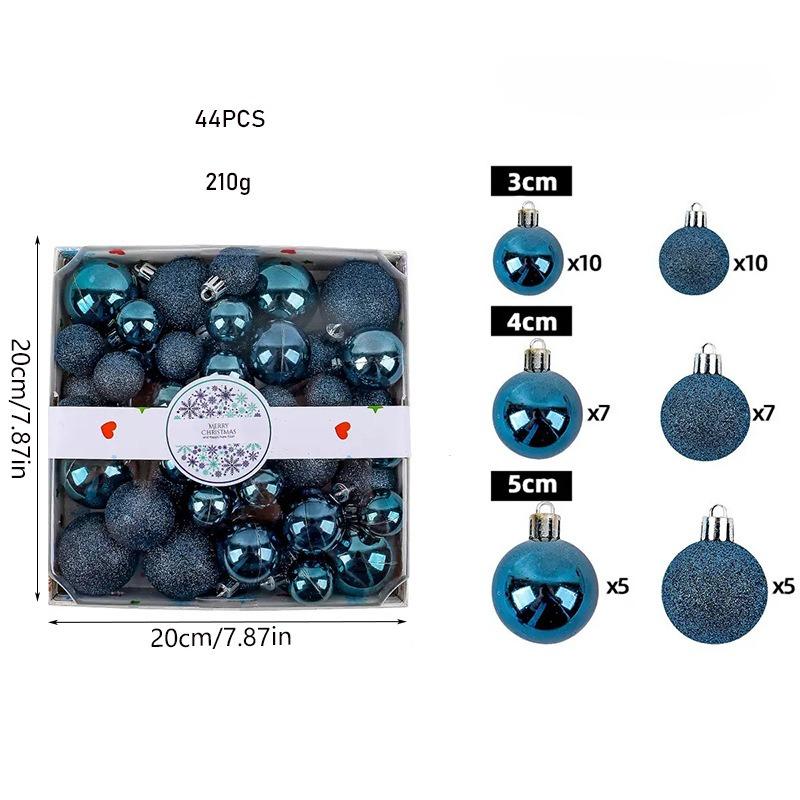 44 SZT. Wysokiej jakości Plastikowy Zestaw Kul Świątecznych 3cm 4cm 5cm 7 Kolorów Ozdoba Świąteczna Kula Zawieszki Świąteczne Dom