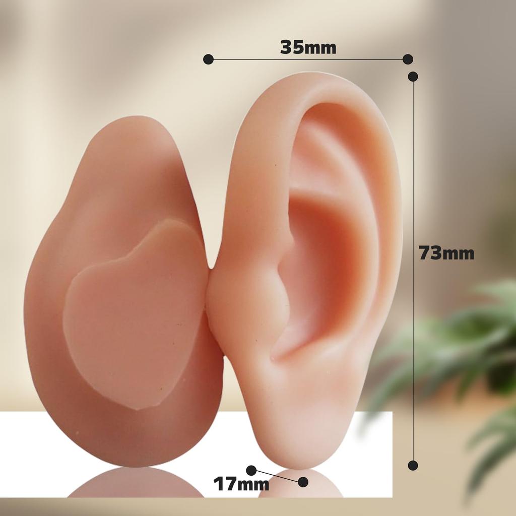 Ziyue Silicone Ear Model, Artificial Dummy Ears for Ear Acupuncture and Sutures, Art Accessories, Set of 1 (Left and Right), Skin Tone