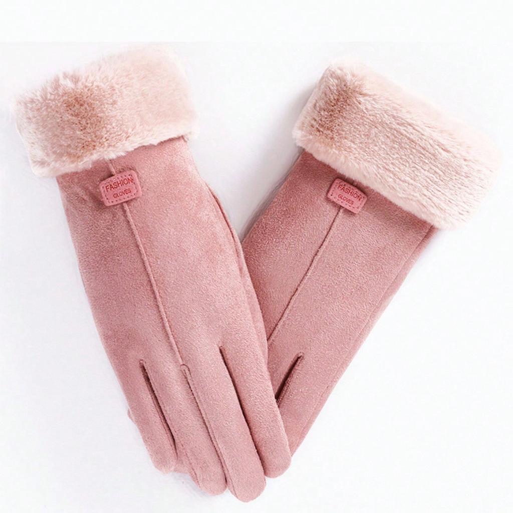 Women Winter Thick Plush Gloves Fashion Warm Suede Outdoor Lady Touchscreen Driving Gloves Sports Cycling Mittens