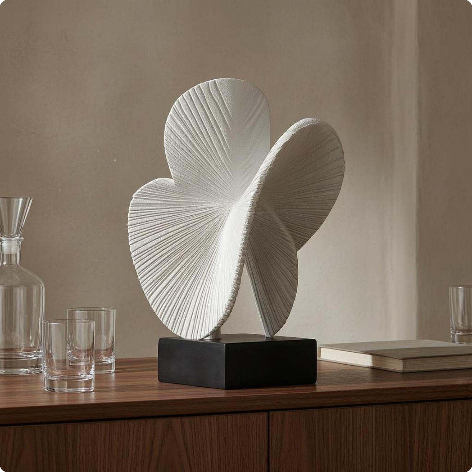Like Sculpture Ornament White Abstract Resin Modern Geometric Petal