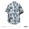 Men's Blue White Abstract Print Short Sleeve Shirt - Oversized Casual Streetwear Summer Button Up