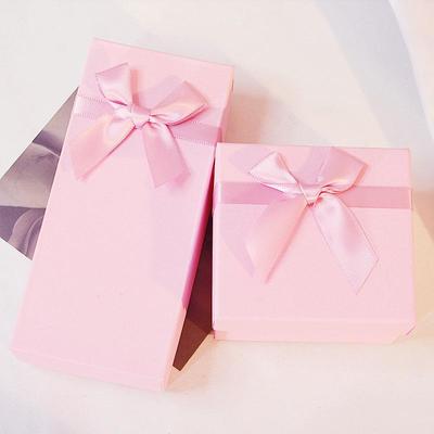 Pink Rectangle Gift Box with Bow for Watch and Cosmetics