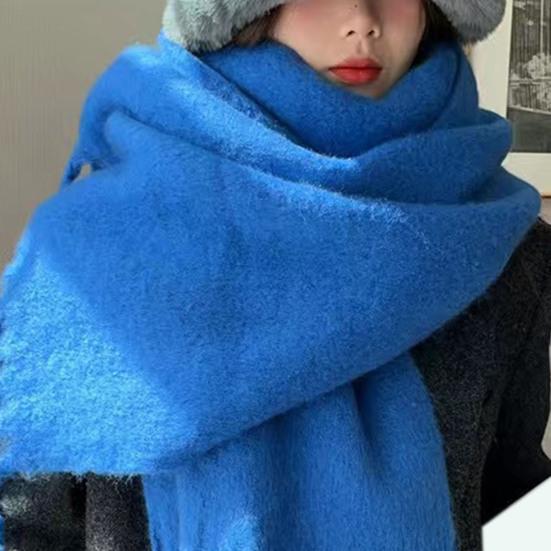 Dámská zimní šála Zesílený široký Dlouhý střapec Jednobarevný Útulný Větruodolný Chladuvzdorný Měkký dámský Ozdobný šátek na krk