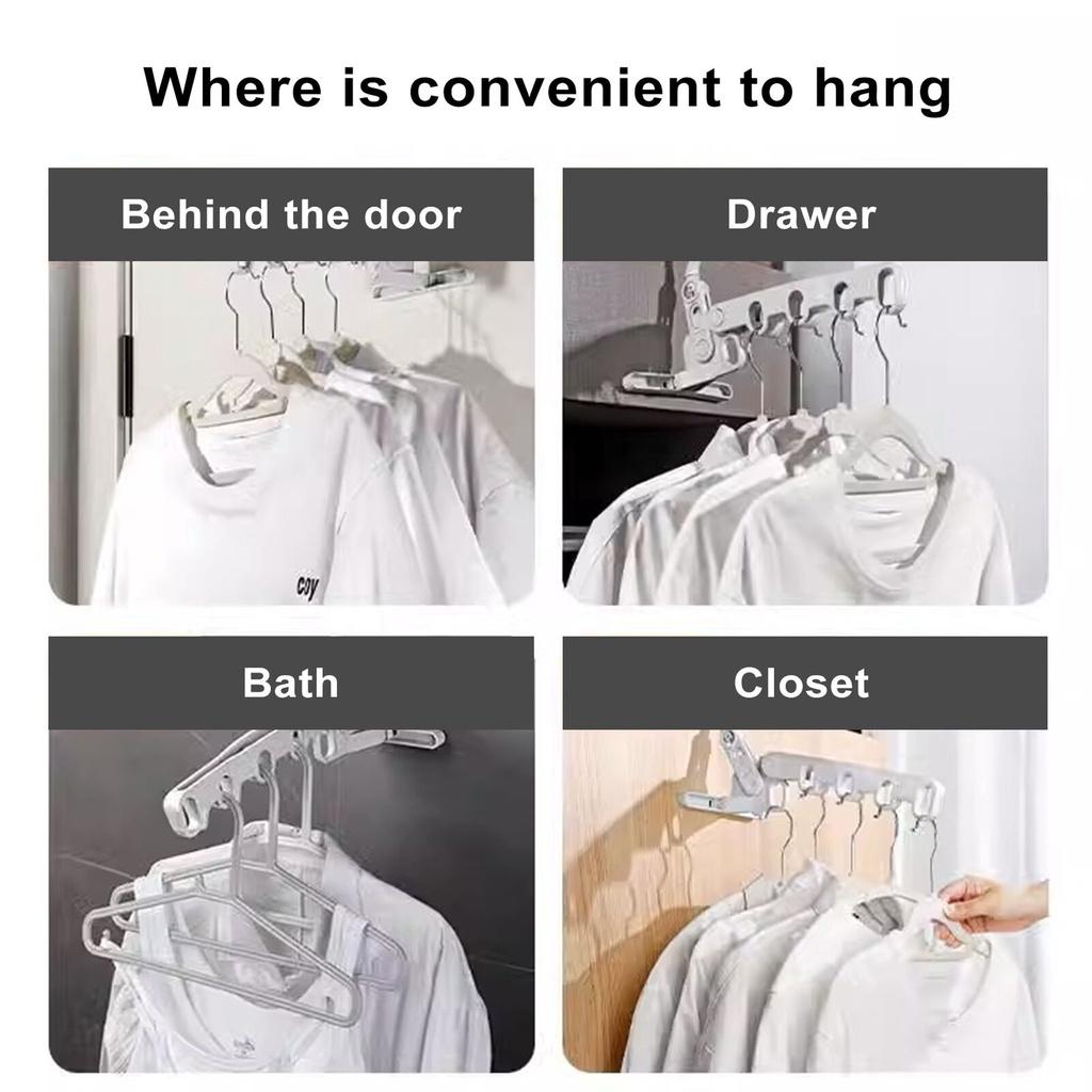 Foldable Clothes Hanger 5 Holes Folding Drying Rack Heavy-Duty Drying Rack 360 Degree Hook Portable Travel Hanger