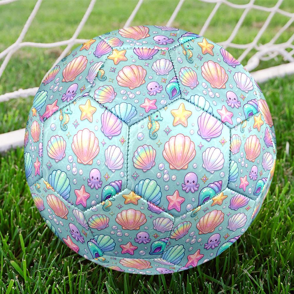 1pc Ocean Treasures Themed Soccer Ball, Size 5, Lightweight PVC Material, Outdoor Training Soccer Ball Gift. Q62225