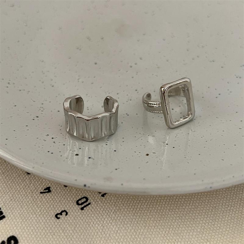 2Pcs/Set Vintage Silver Color Metal Rings Elegant Irregular Adjustable Rings Women Trendy Geometric Ring Punk Jewelry Party Gift
