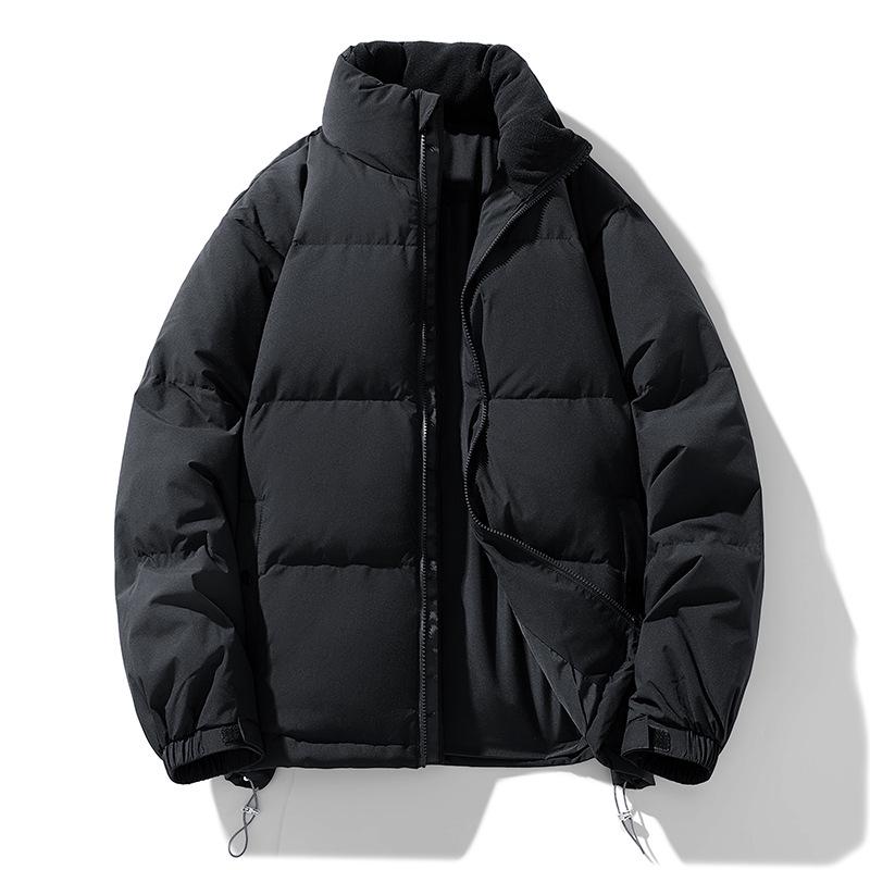 Unisex Trendy Solid Color Stand Collar Down Jacket - Versatile Winter Outdoor Warmth