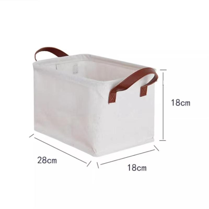 Cotton-Linen Storage Basket With Handle Japanese Style Desktop Storage Basket Children s Toy And Miscellaneous Storage Box