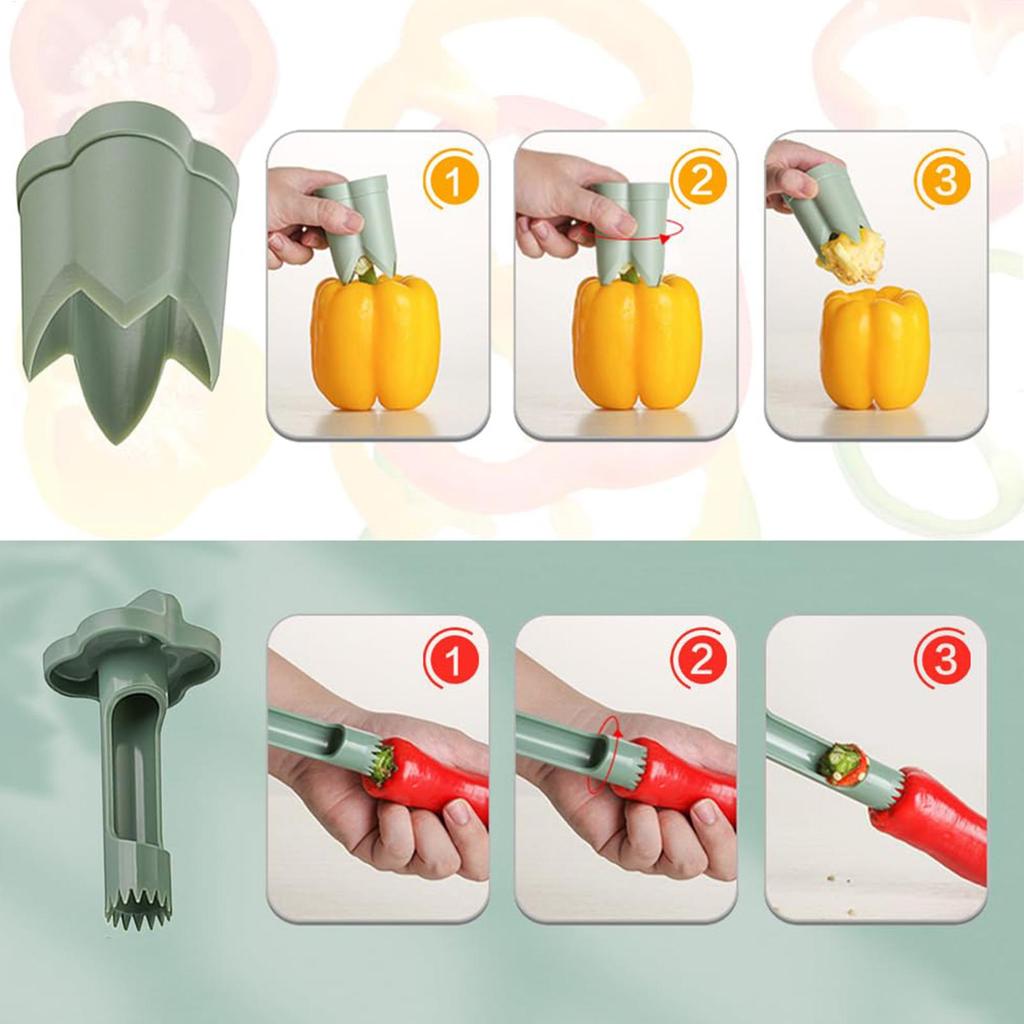 Pepper Corer Chili Seed Remover Jalapeno Peppers Cucumber Tomato Deseeder Twist Seed Bell Core Separator Cutter Kitchen Tool
